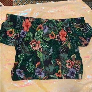One Teaspoon off shoulder tropical crop top XS